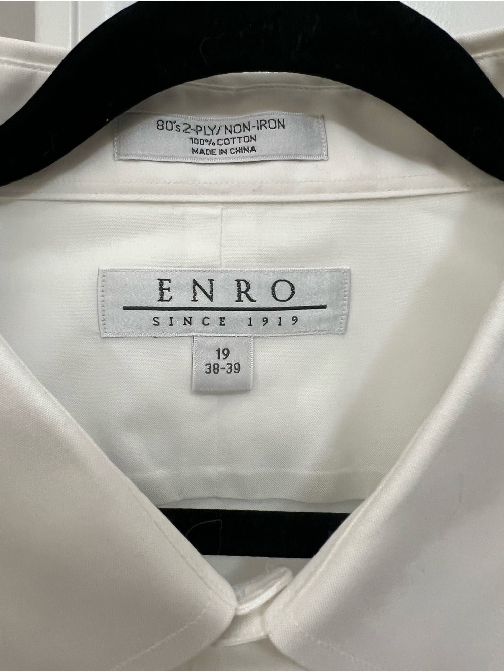 ENRO Men's White Dress Shirt - Classic Button-Down non iron sz 19 (38-39) - Picture 2 of 6